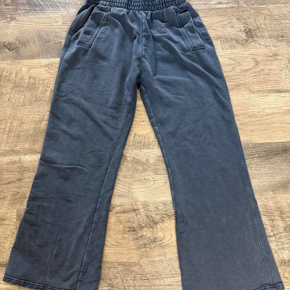 Vintage Havana Wide Leg Sweatpants Washed Charcoal Grey B12455 Small